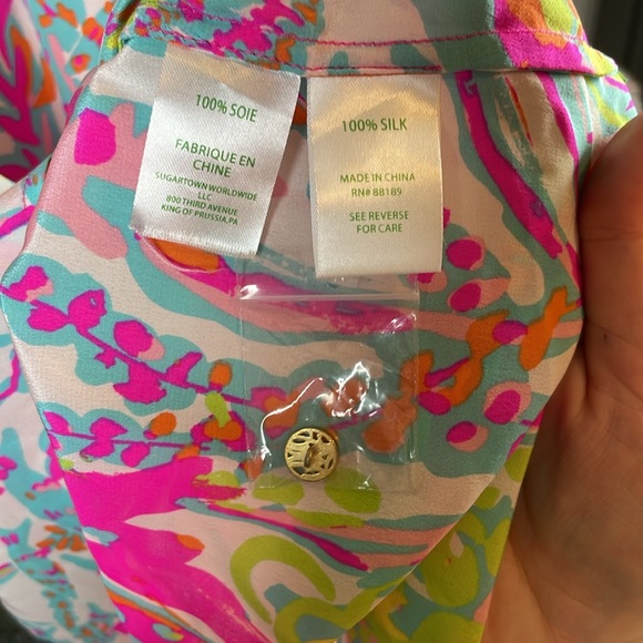 Lily Pulitzer Elsa 100% silk blouse - Picture 5 of 5